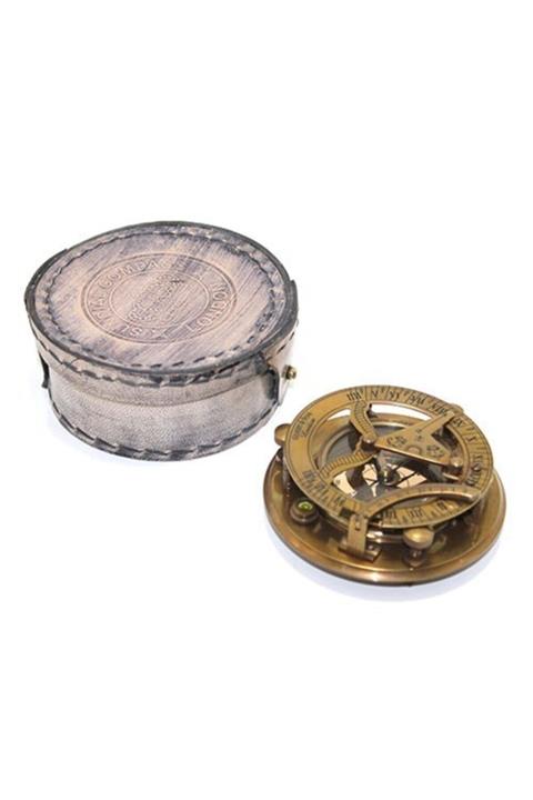 HEDİYE FİKRİ Deri Kutulu Pirinç Güneş Pusulası