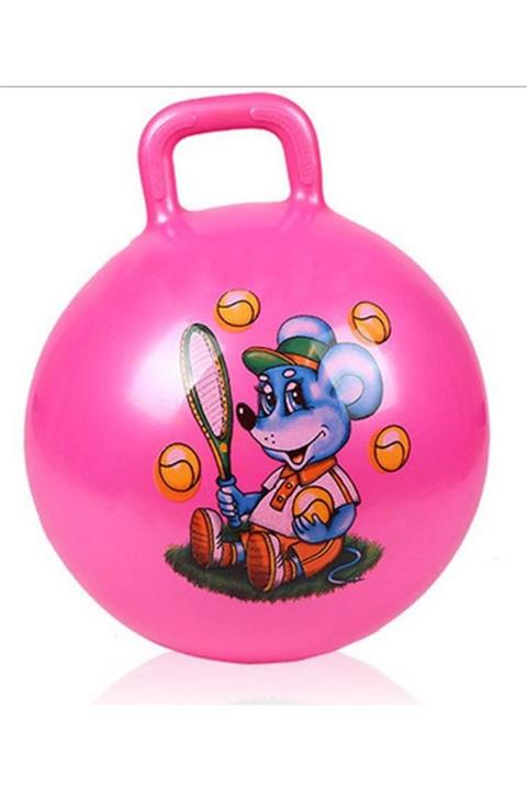 MOYASHOP Pembe Tutmalı Zıplayan Pilates Topu - Çocuk Oyun - Spor - 55 Cm , 450 gr .