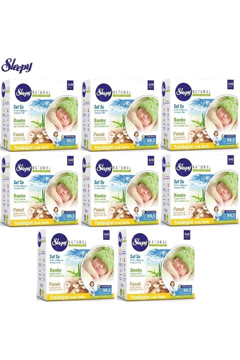 Sleepy Islak Havlu Yeni Doğan Bambu Naturel 8'li Paket - 960 Yaprak