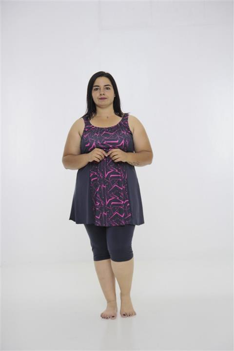 Truva XXL Kadın Füme Taytlı Elbise Mayo