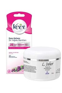 Veet Easy Gelwax Normal Cilt Soğuk Ağda Bandı Yüz Bölgesi 20'li Ve Topikal %25 Anestezi Kremi 100 Ml