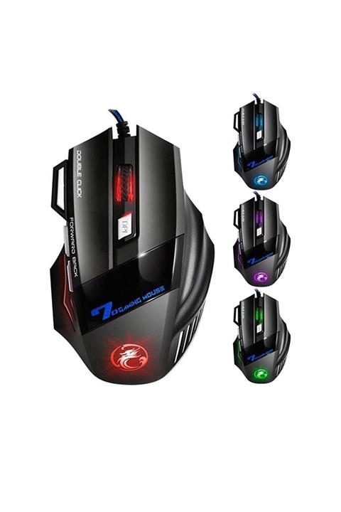 ALISVERİŞ ZAMANI X7 Oyun Mouse Kablolu Usb Optik Oyuncu Mause Ergonomik Led Işıklı Gaming 7 Tuş Fonksiyonlu