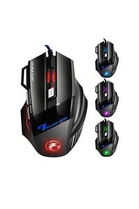 ALISVERİŞ ZAMANI X7 Oyun Mouse Kablolu Usb Optik Oyuncu Mause Ergonomik Led Işıklı Gaming 7 Tuş Fonksiyonlu