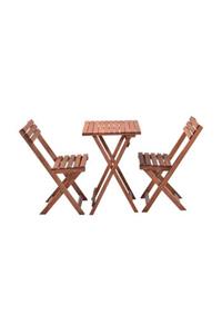 neone Balkon Bahçe Mutfak Ahşap Katlanır Bistro Set 2 Sandalye 1 Masa