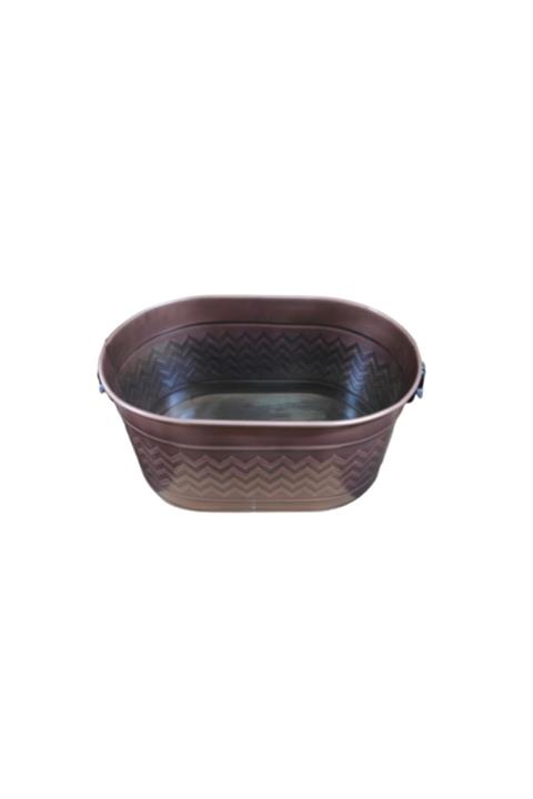 ESOSHHOME Dekoratif Oval Odunluk 48 X 29 X 24,5 Cm Bakır Eskitme