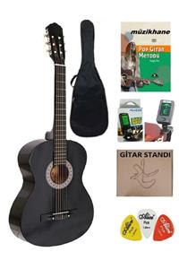 müzikhane 4/4 Siyah Klasik Gitar- Kılıf- Pena- Metot-gitar Standı- Akort Cihazı