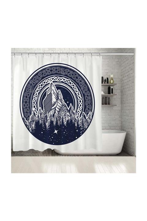 Henge Home Baskılı Duş Perde Bohem Tarz Orman Desenli