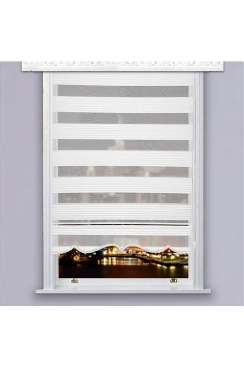 Brillant Pliseli Zebra Perde Etek Dilimli Beyaz Mz480