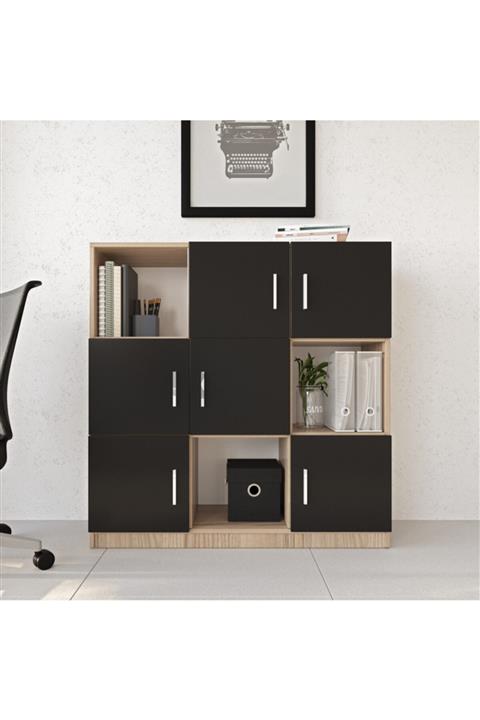 Robin Home Verona G Kitaplık Ofis Klasör Dosya Dolabı Meşe-siyah