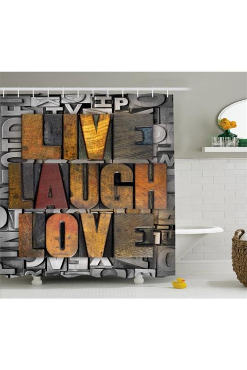 Orange Venue Mesaj Duş Perdesi Demir Harf Bloklarının Üzerinde Ahşaplar Rengirenk