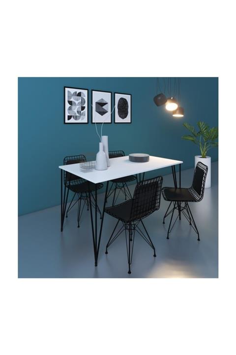 Kenzlife Knsz masa sandalye takımı huve byzsyh 130*070 sm 4 sandalye syhsyhsm