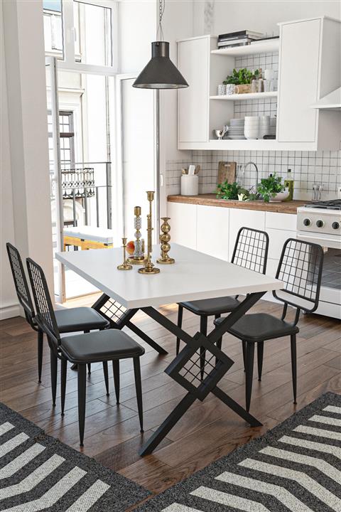 Wood House Berlingo Yemek Masası Takımı - Beyaz