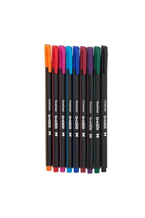 Masaüstü Kırtasiye Smokin 9 Karma Renk Ince Uçlu 0.4mm Keçeli Kalem