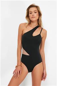 TRENDYOLMİLLA Siyah Cut Out Detaylı Tek Omuzlu Mayo TBESS21MA0227