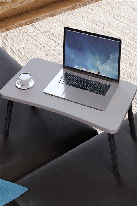 interGO Gri Renkli Laptop  Katlanabilir Yatak Koltuk Üstü Kahvaltı Bilgisayar Sehpası