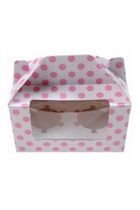 partisüs 2’li Cupcake Kutusu Pembe Puantiyeli 5 Adet