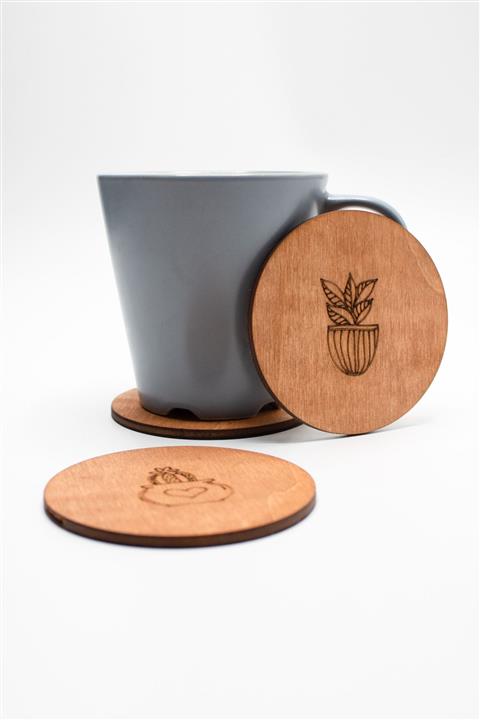 Teona Ahşap 6'lı Bardak Altlığı - Kaktüs