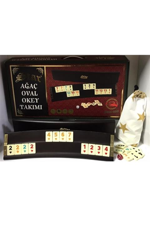 Star Oyun Oval Has Ahşap Okey Birinci Kalite