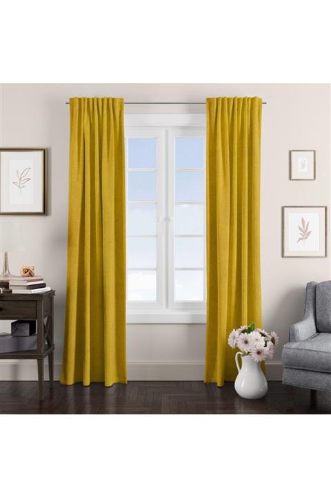 dekomoda Sophia Petek Dokulu Fon Perde 150x260 Cm Safran (10515)