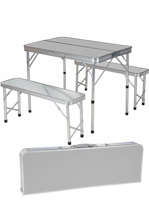 Binbirreyon Çantalı Kamp Masası 2 Adet Bank Seti 4 Kişilik Ha016