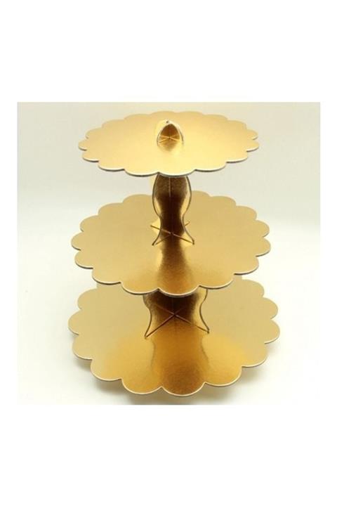 PARTİCİM SÜS EVİ Gold Cupcake Standı 3 Katlı
