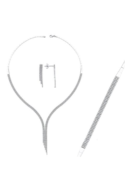 ALTINKÖŞE Beyaz Altın Su Yolu Düğün Seti 14 Ayar Aksd012