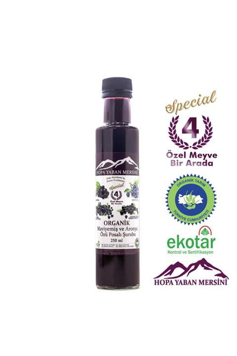 Hopa Yaban Mersini Organik Yaban Mersini ve Aronya Özü Posalı Şurubu Şekersiz