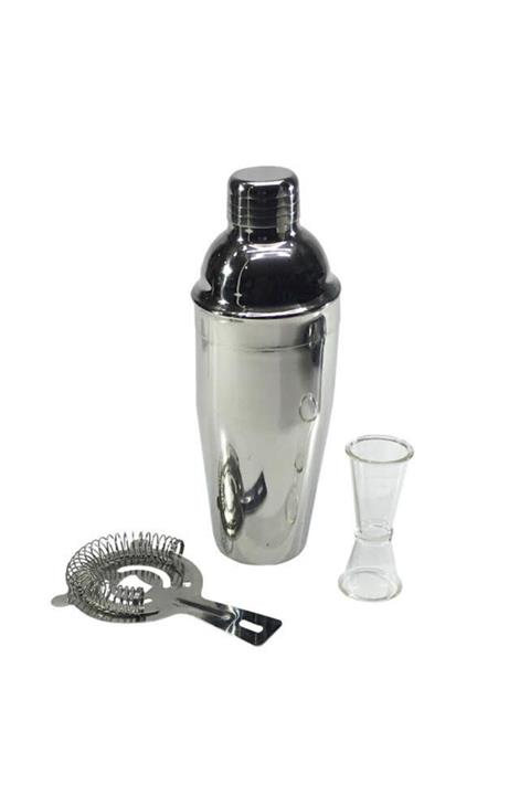 pembeinci Çelik Kokteyl Shaker Seti 700 Cl + Jıgger 1/2 Polıkarbon + Kokteyl Suzgecı
