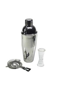 pembeinci Çelik Kokteyl Shaker Seti 700 Cl + Jıgger 1/2 Polıkarbon + Kokteyl Suzgecı