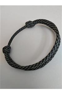 PARACORD DÜNYASI Unisex Siyah Gri Genişlik Ayarlı Bileklik