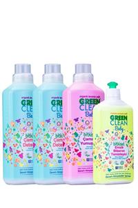 Green Clean Baby Çamaşır Deterjanı 1 Lt. + Çamaşır Deterjanı 1 Lt Yumuşatıcı 1 Lt. Emzik Biberon