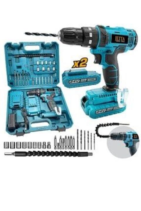 Jetta Power Tools Çift Li-ion Bataryalı Darbeli 24 Parçalı Setli Şarjlı Matkap Vidalama