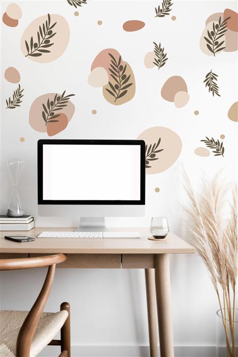 Piksel Grafik Boho Desen Zeytin Dalı