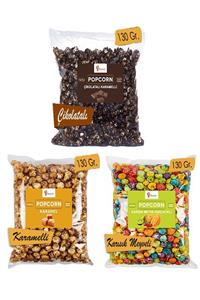 Festiva 3 Paket Mix Karışık Set Patlamış Mısır  Popcorn Karamelli Çikolatalı Karışık Meyve Parçacıklı