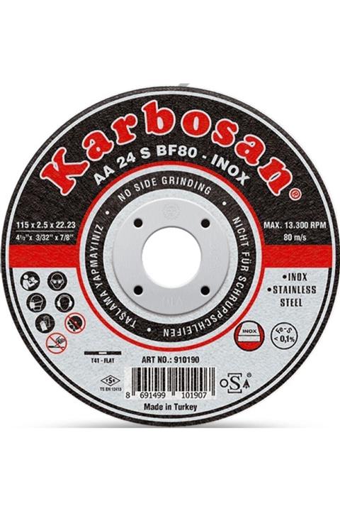 KARBOSAN Paslanmaz Çelik ( Inox ) Kesme Diski-aa 54 R Bf80  115 X 1.0 X 22.23