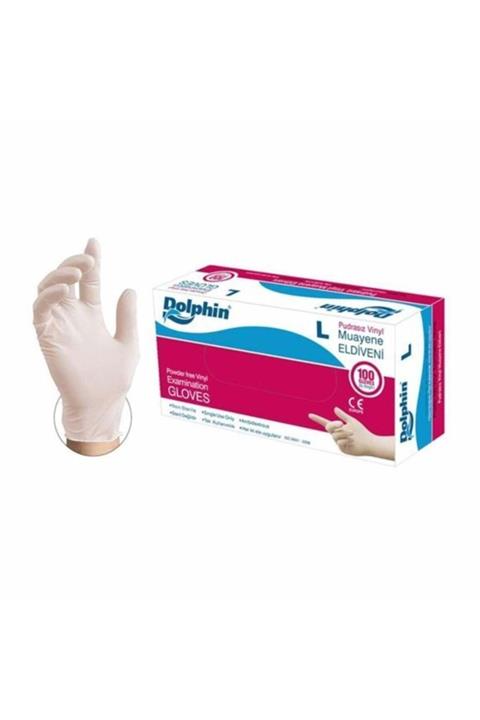 Dolphin Vinil Eldiven Pudrasız (L) 100lü Paket