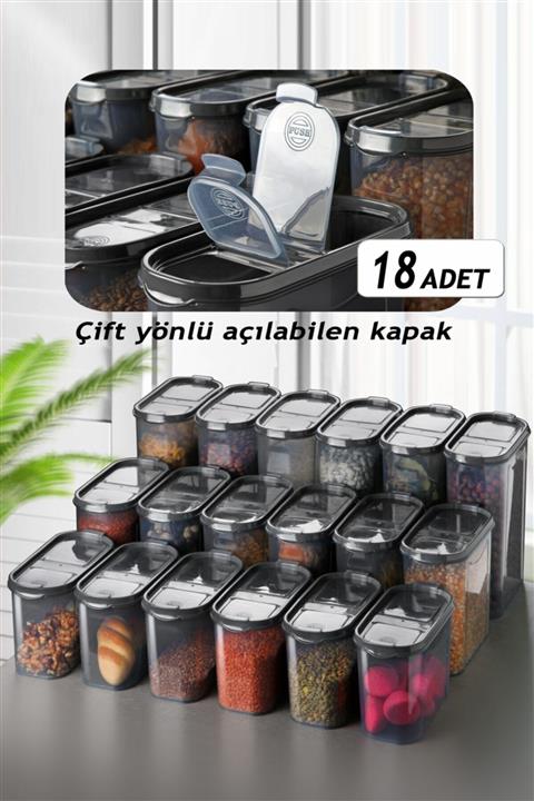 Kitchen Life 18'li Çift Kapaklı Oval Erzak Saklama Kabı Seti (2,8lt = 6ad. , 2lt = 6ad. , 1,4lt = 6ad. )