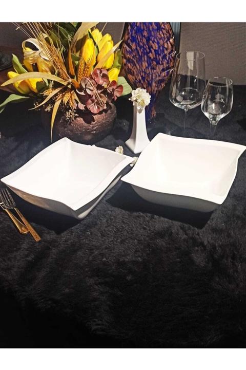 ECAFEMARKET Porselen Kare Çorba Kasesi (6 Adet)