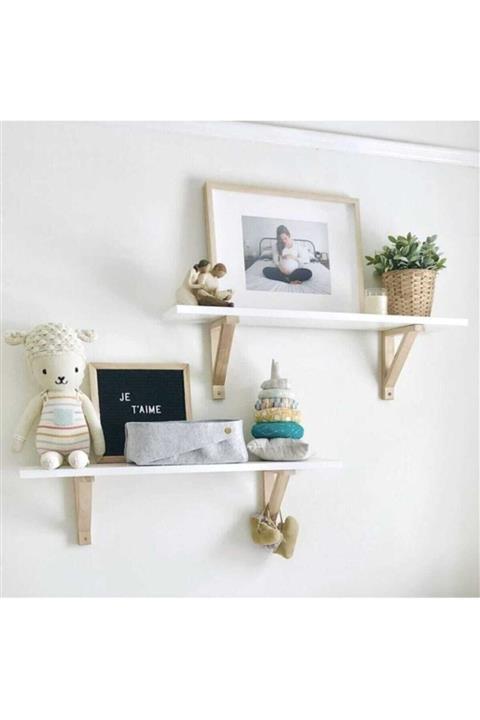 MEK Ahşap Ayaklı Duvar Rafı 4 Lü Aksesuar