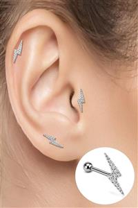 Salyangoz Company Flaş Şimşek Figürlü Cerrahi Çelik Kıkırdak Helix Tragus Piercing 1 Adet Flshgu01