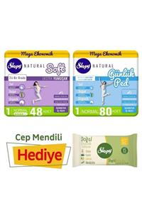 Sleepy Natural Soft Normal Hijyenik Ped 48'Li Günlük Ped Normal 80’Li - Cep Mendili Hediyeli