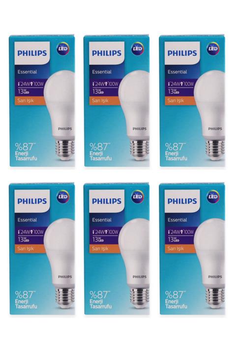 Philips Essential Led Lamba 13w - 100w E27 Duy 2700k Sarı Işık( 6 Lü Paket)