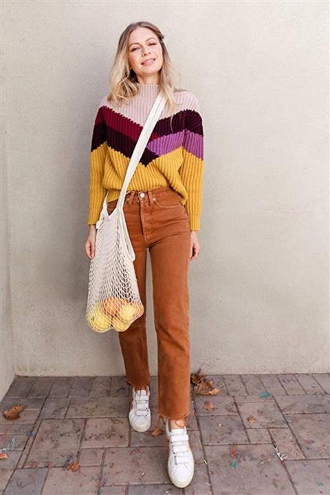 FLK Home & Decor Tekrar Kullanılabilir File Çanta Market Filesi Boyundan Askılı File