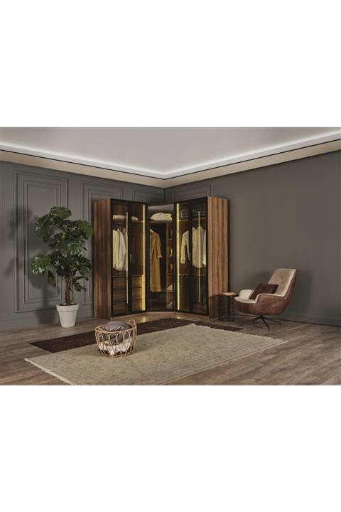 Berrak Mobilya Ceviz Puzzle Giysi Dolabı 190 X 190