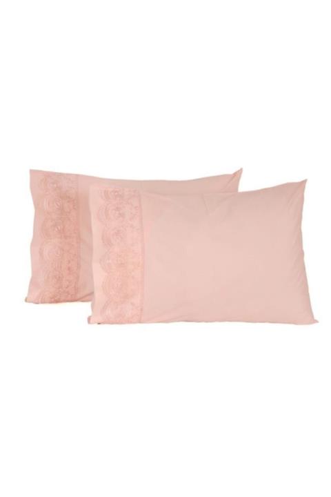 üntaş Pudra 2'li Dantelli Yastık Kılıfı