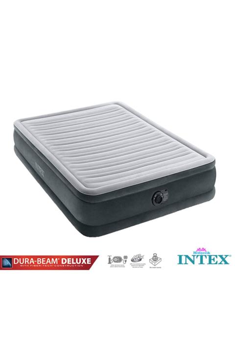 hediyecik Dura-beam Deluxe Fiber-tech 3 Katlı Elektrikli Çift Kişilik Şişme Yatak, Ev Yatağı 152x203x33 Cm