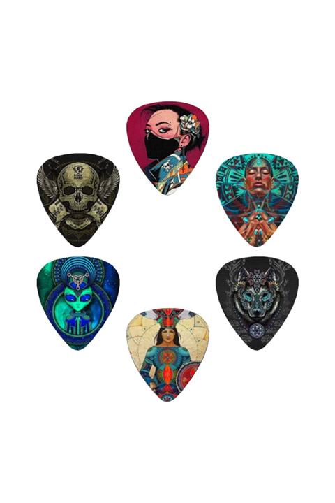 cantekin Gitar Pena 6 Adet 0.71mm Süper Tasarım Gitar Penası Özel Tasarım Çift Taraflı Baskılı