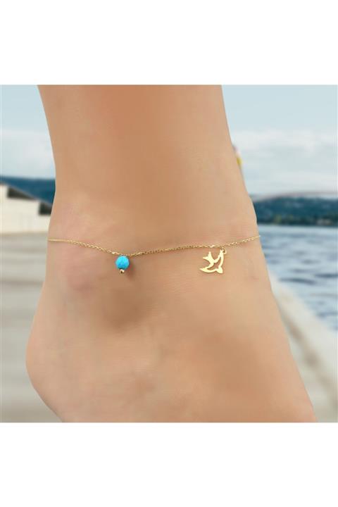 Glorria Altın Firuze Taşlı Anka Kuşu Halhal