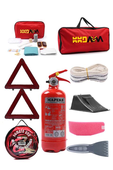 KKDAVM Dikdörtgen Trafik Ve Ilk Yardım Seti Çantası Takviye Kablolu Ekonomik