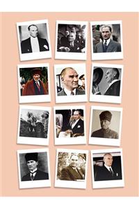 Özer Store 12'li Mustafa Kemal Atatürk Fotoğrafları Temalı Dekoratif Pola Kartlar